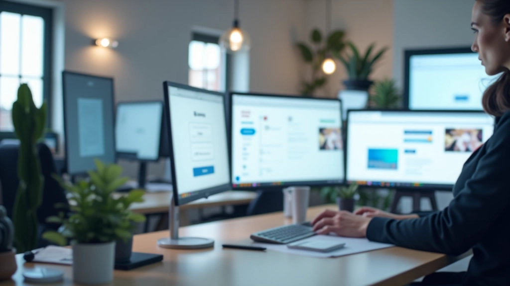 Ambiente moderno de design com computadores e prototipagem de interfaces de usuário